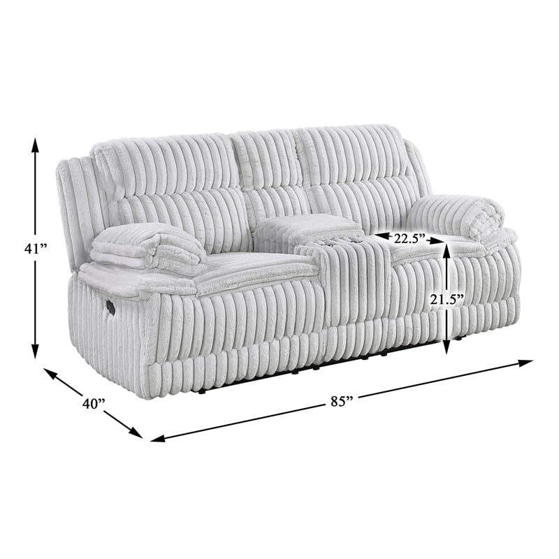 Lexicon Goodland Corduroy Double Reclining Love Seat with Center Console in Gray