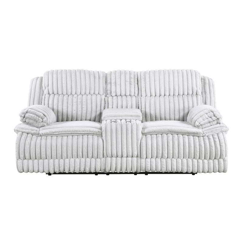 Lexicon Goodland Corduroy Double Reclining Love Seat with Center Console in Gray