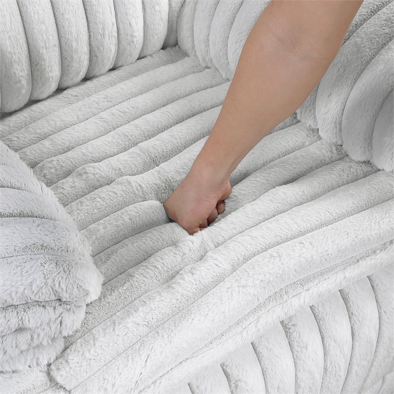 Lexicon Goodland Corduroy Double Reclining Love Seat with Center Console in Gray