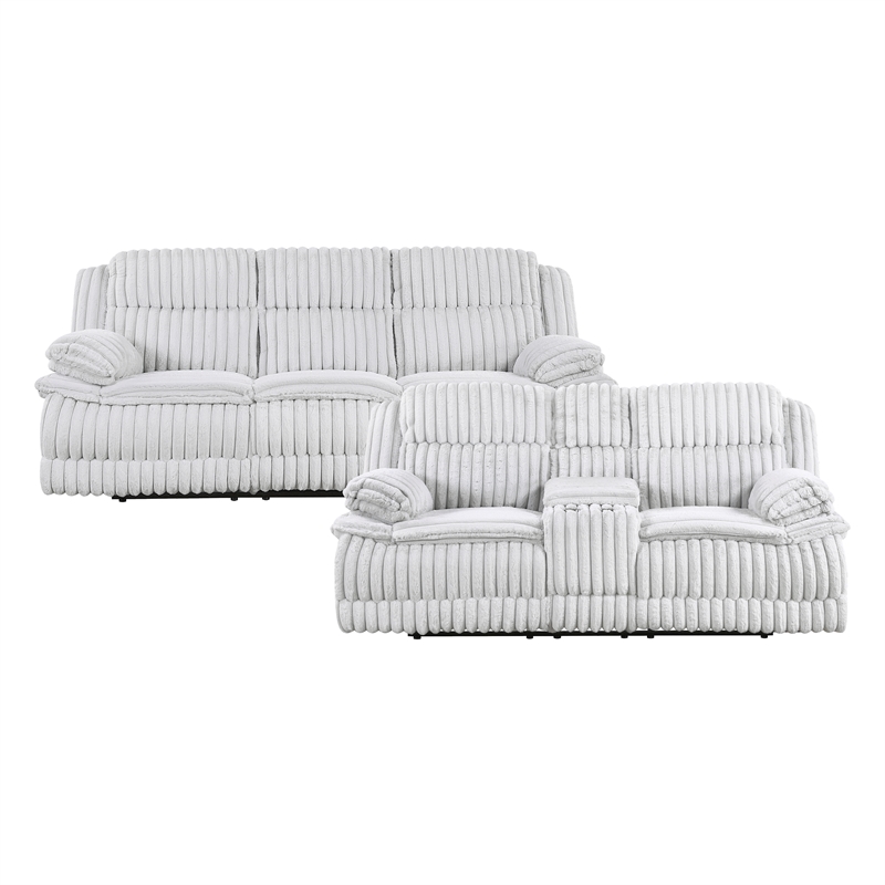 Lexicon Goodland Corduroy 2pc Set Sofa+ Loveseat in Gray