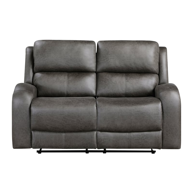 Lexicon Pagosa Microfiber Double Reclining Love Seat in Gray