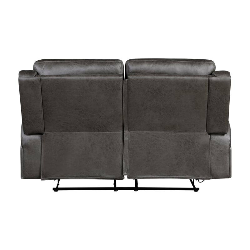 Lexicon Pagosa Microfiber Double Reclining Love Seat in Gray