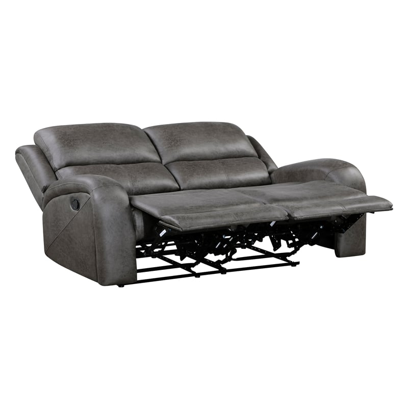 Lexicon Pagosa Microfiber Double Reclining Love Seat in Gray