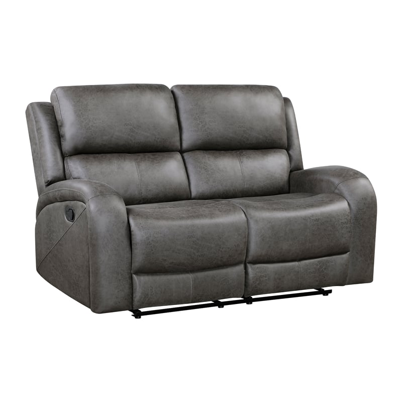 Lexicon Pagosa Microfiber Double Reclining Love Seat in Gray