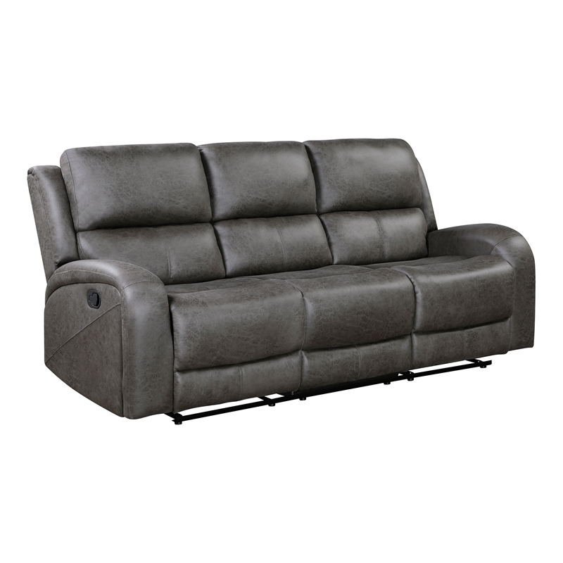 Lexicon Pagosa Microfiber Double Reclining Sofa in Gray