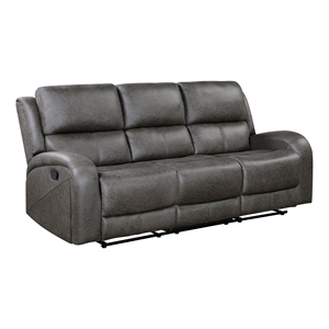 lexicon pagosa microfiber double reclining sofa in gray