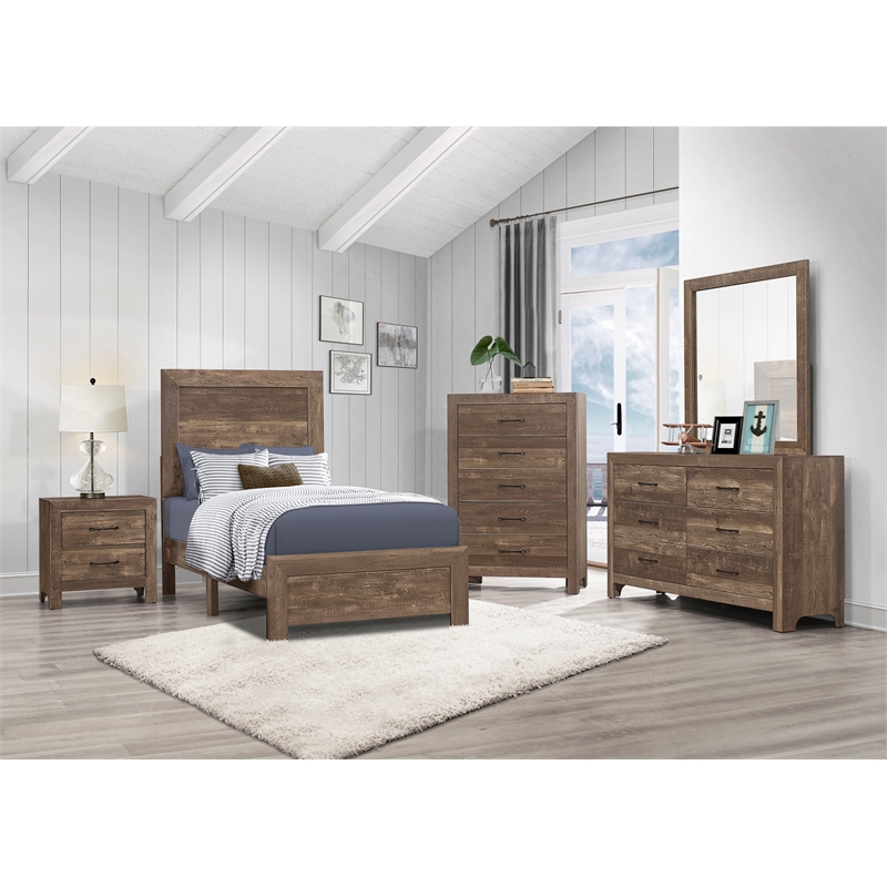 Lexicon Corbin Asian Hardwood Twin Bed in Rustic Brown