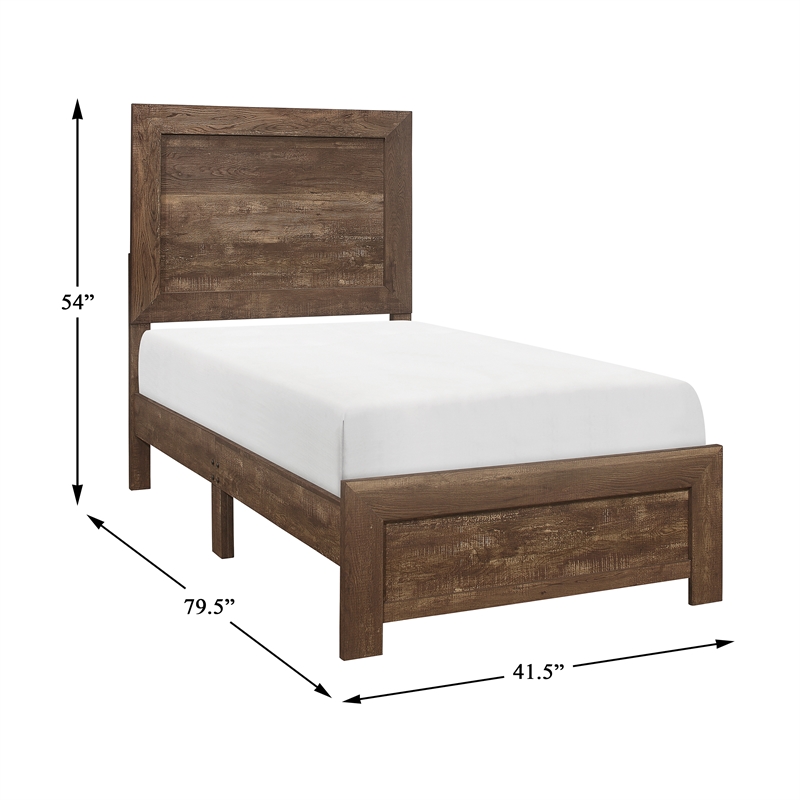 Lexicon Corbin Asian Hardwood Twin Bed in Rustic Brown