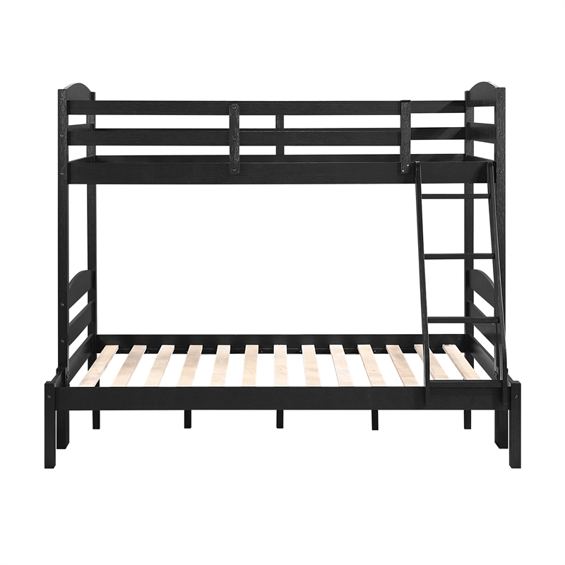 Lexicon Lani Asian Hardwood Twin/Full Bunk Bed in Wire Brushed Black
