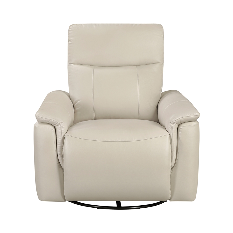 Lexicon Hadley Leather Swivel Glider Reclining Chair in Taupe
