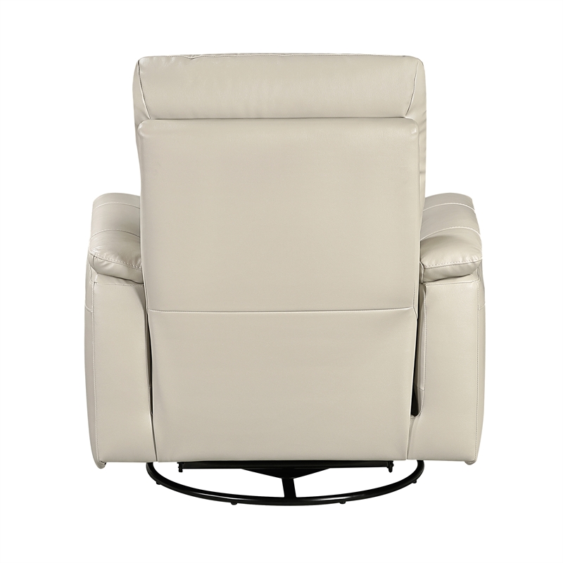 Lexicon Hadley Leather Swivel Glider Reclining Chair in Taupe
