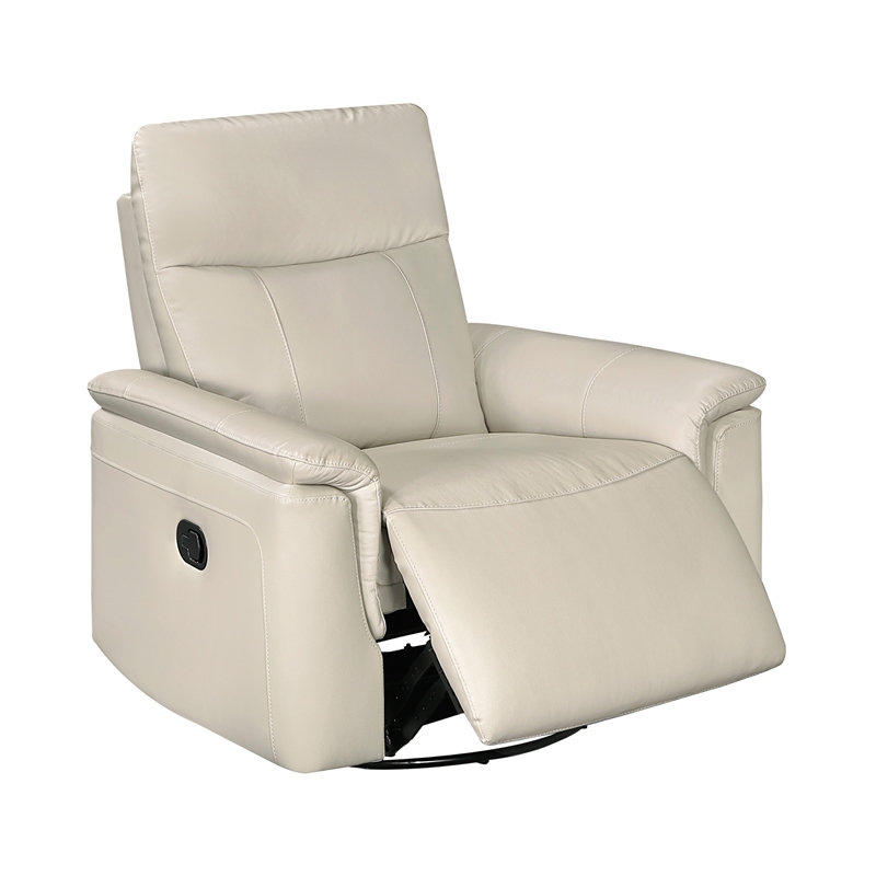 Lexicon Hadley Leather Swivel Glider Reclining Chair in Taupe