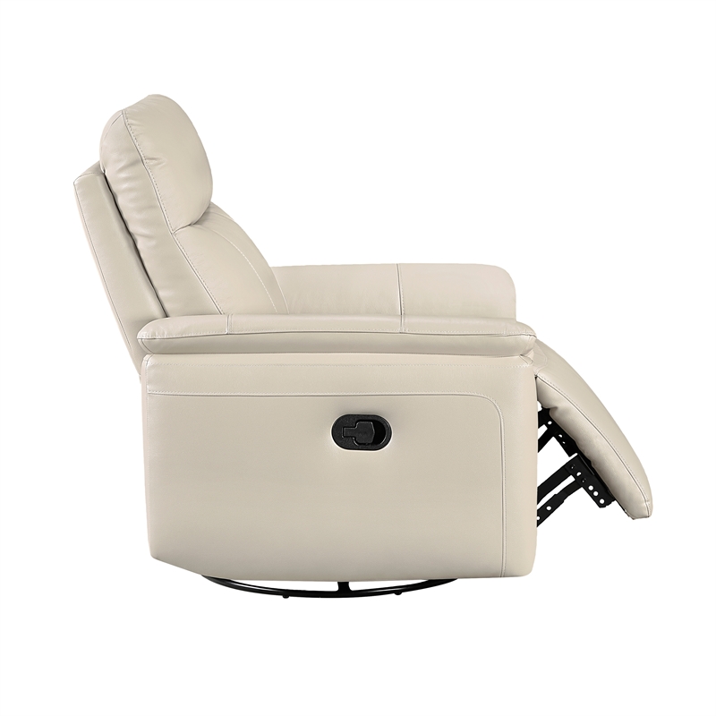 Lexicon Hadley Leather Swivel Glider Reclining Chair in Taupe