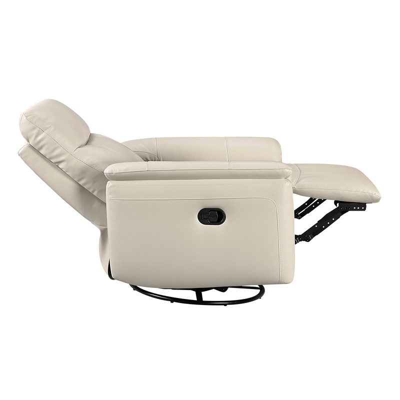 Lexicon Hadley Leather Swivel Glider Reclining Chair in Taupe