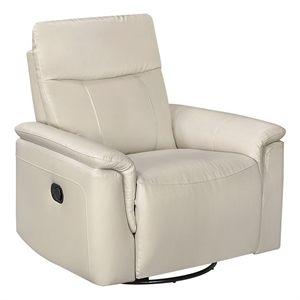 Lexicon Hadley Leather Swivel Glider Reclining Chair in Taupe
