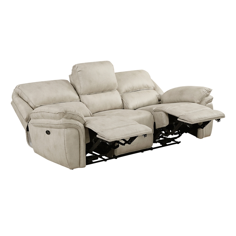 Lexicon Proctor Microfiber Power Double Reclining Sofa in Sand