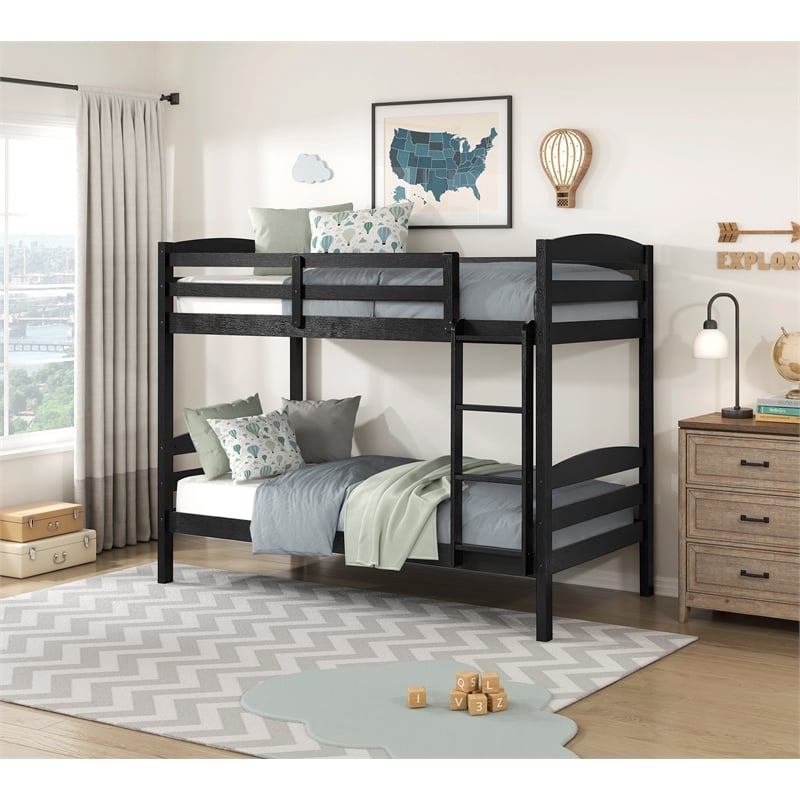 Lexicon Lani Asian Hardwood Twin/Twin Bunk Bed in Wire Brushed Black