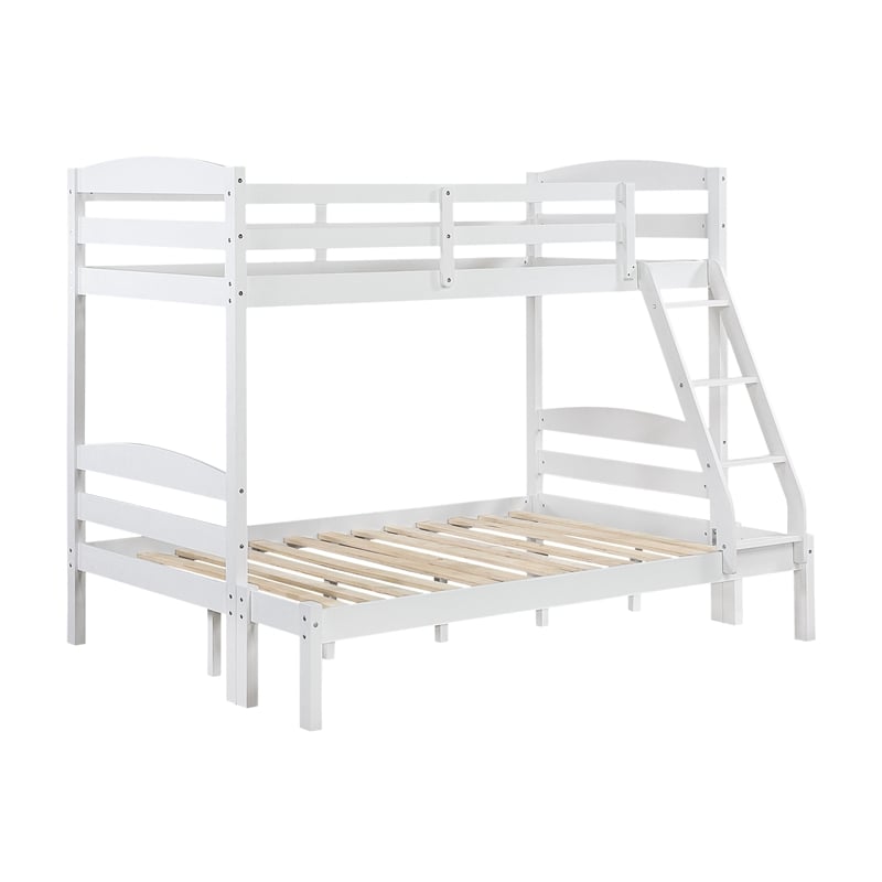 Lexicon Lani Asian Hardwood Twin/Full Bunk Bed in Wire Brushed White
