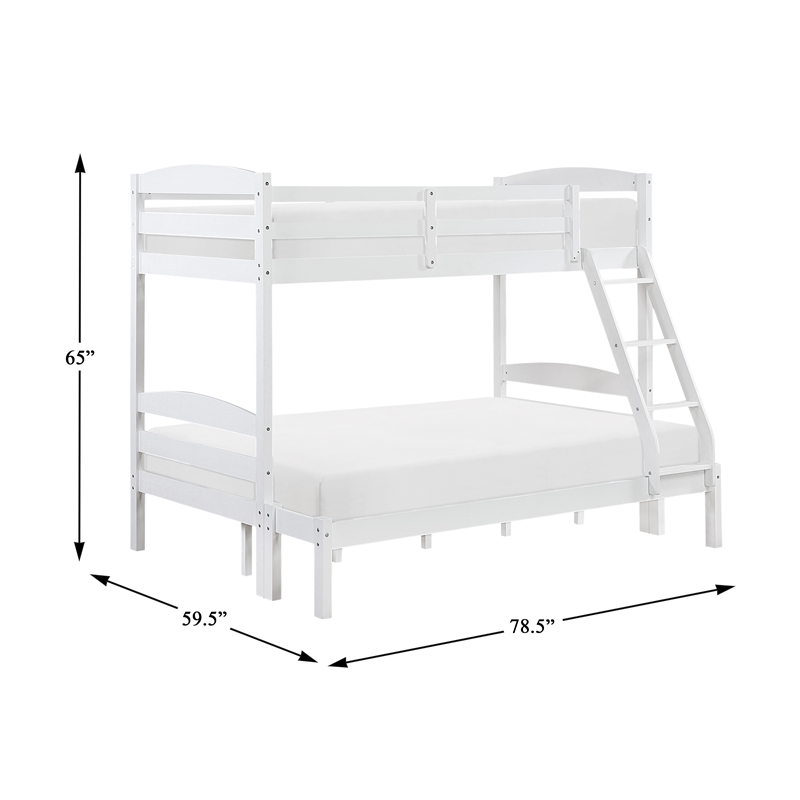 Lexicon Lani Asian Hardwood Twin/Full Bunk Bed in Wire Brushed White