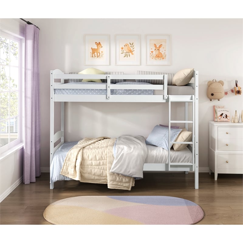 Lexicon Lani Asian Hardwood Twin/Twin Bunk Bed in Wire Brushed White Finish
