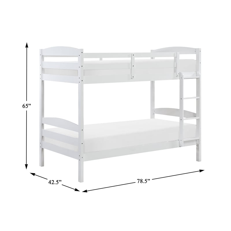 Lexicon Lani Asian Hardwood Twin/Twin Bunk Bed in Wire Brushed White Finish