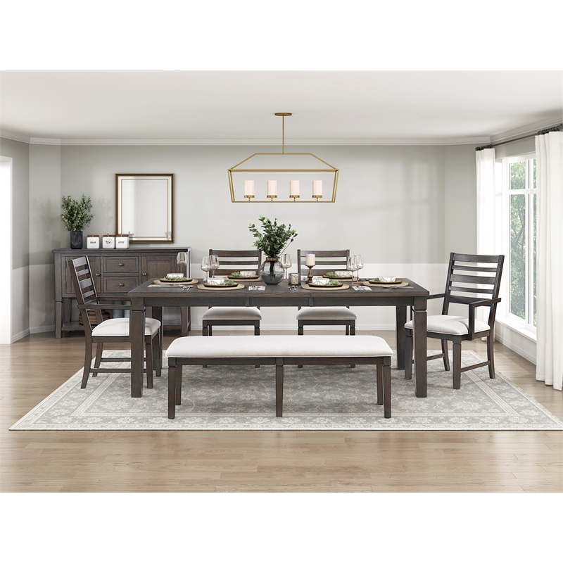 Lexicon Victoria Textured Fabric Dining Bench in Beige