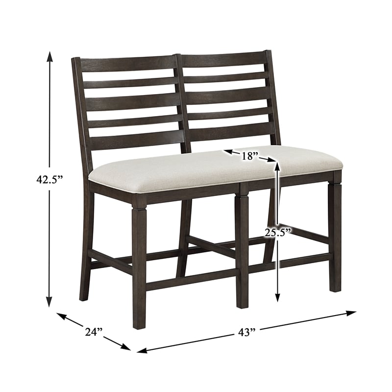 Lexicon Victoria Textured Fabric Counter Height Bench in Beige