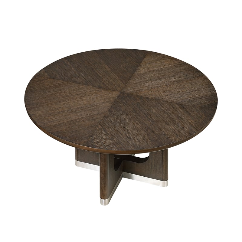 Lexicon Clara Rubber Wood Round Dining Table in Wire Brushed Brown