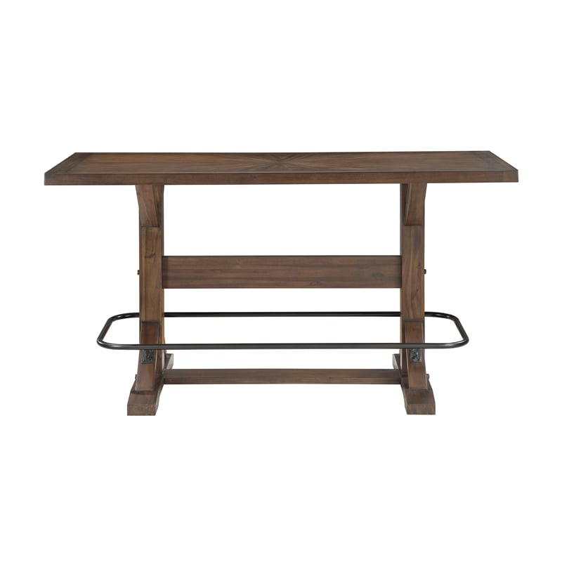 Lexicon Oliver Solid Wood Pub Height Table in Brown
