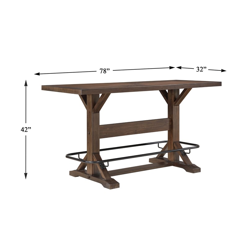 Lexicon Oliver Solid Wood Pub Height Table in Brown