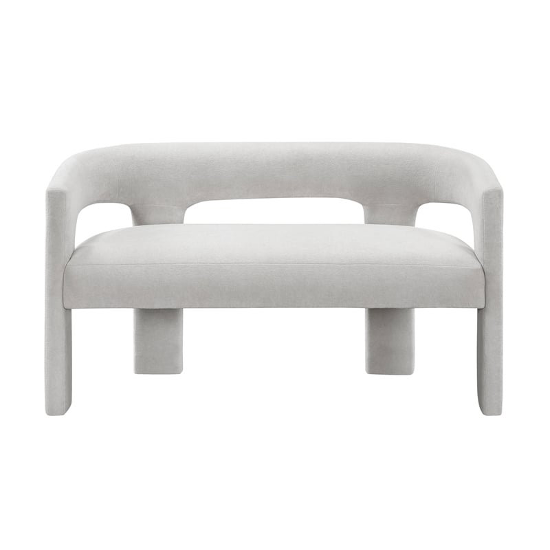 Lexicon Marais Boucle Fabric Dining Bench in Light Gray