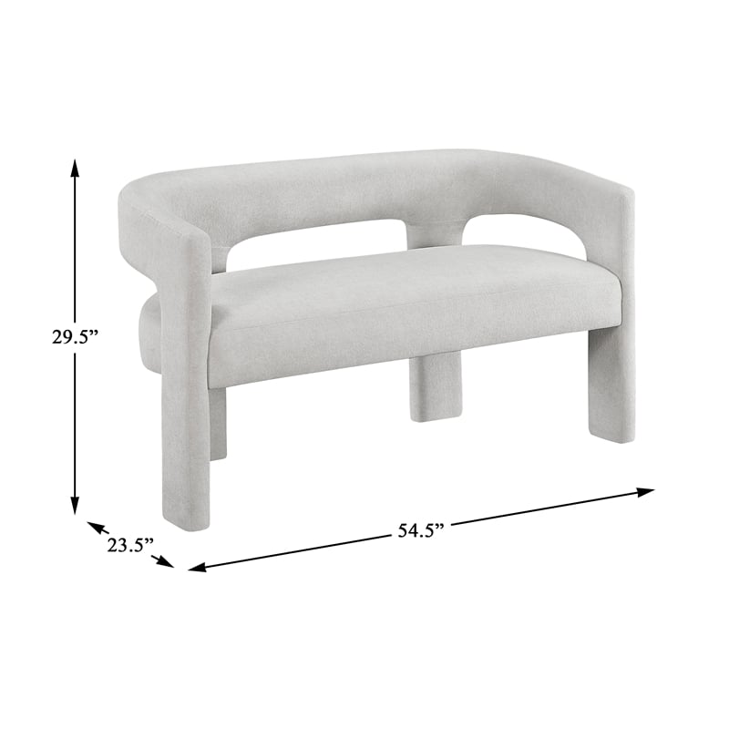 Lexicon Marais Boucle Fabric Dining Bench in Light Gray