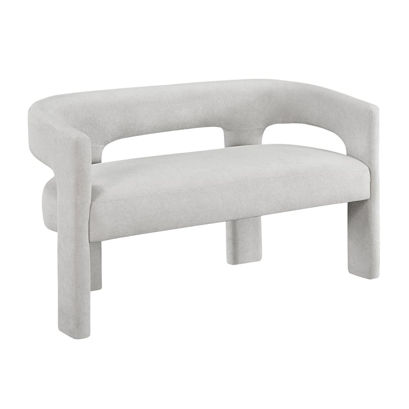 Lexicon Marais Boucle Fabric Dining Bench in Light Gray