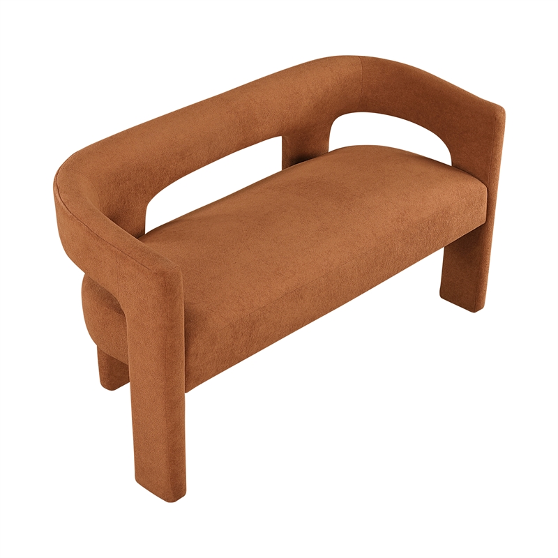 Lexicon Marais Boucle Fabric Dining Bench in Orange