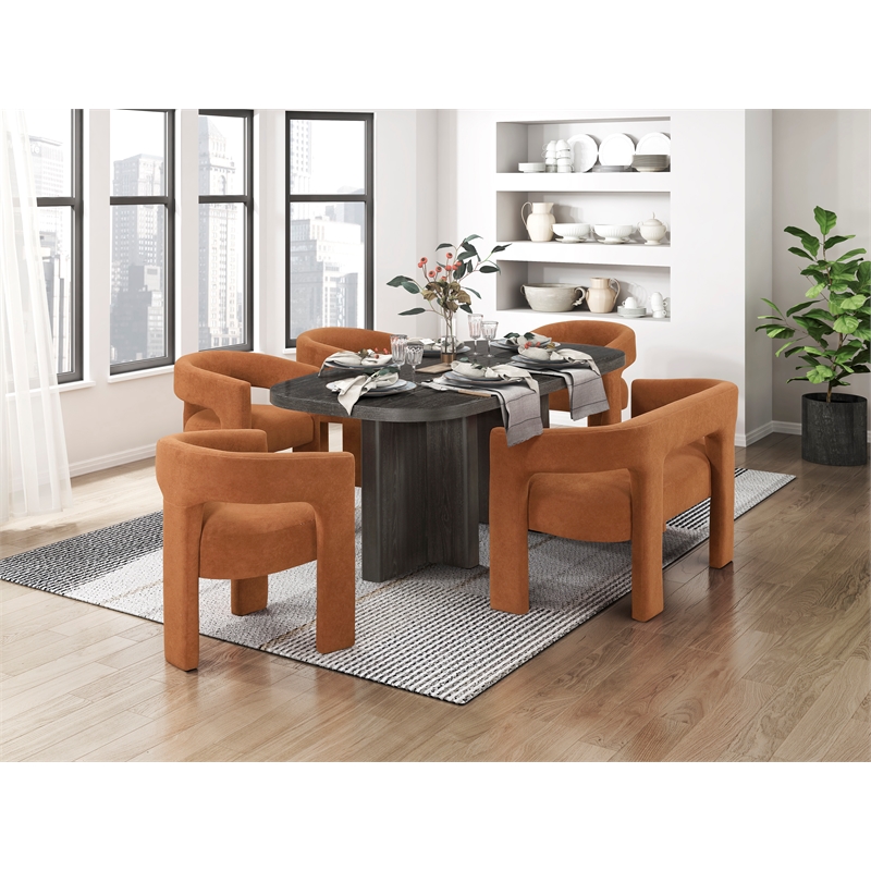 Lexicon Marais Boucle Fabric Dining Bench in Orange