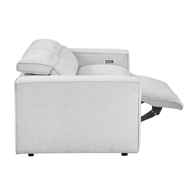 Lexicon Phoebe Microfiber Pwr Dbl Rclng Love Seat w/ Pwr Headrests in Light Gray