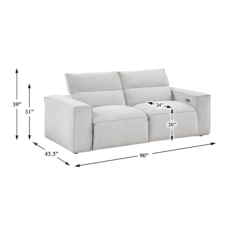 Lexicon Phoebe Microfiber Pwr Dbl Rclng Love Seat w/ Pwr Headrests in Light Gray