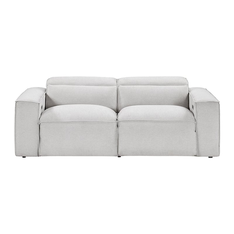 Lexicon Phoebe Microfiber Pwr Dbl Rclng Love Seat w/ Pwr Headrests in Light Gray