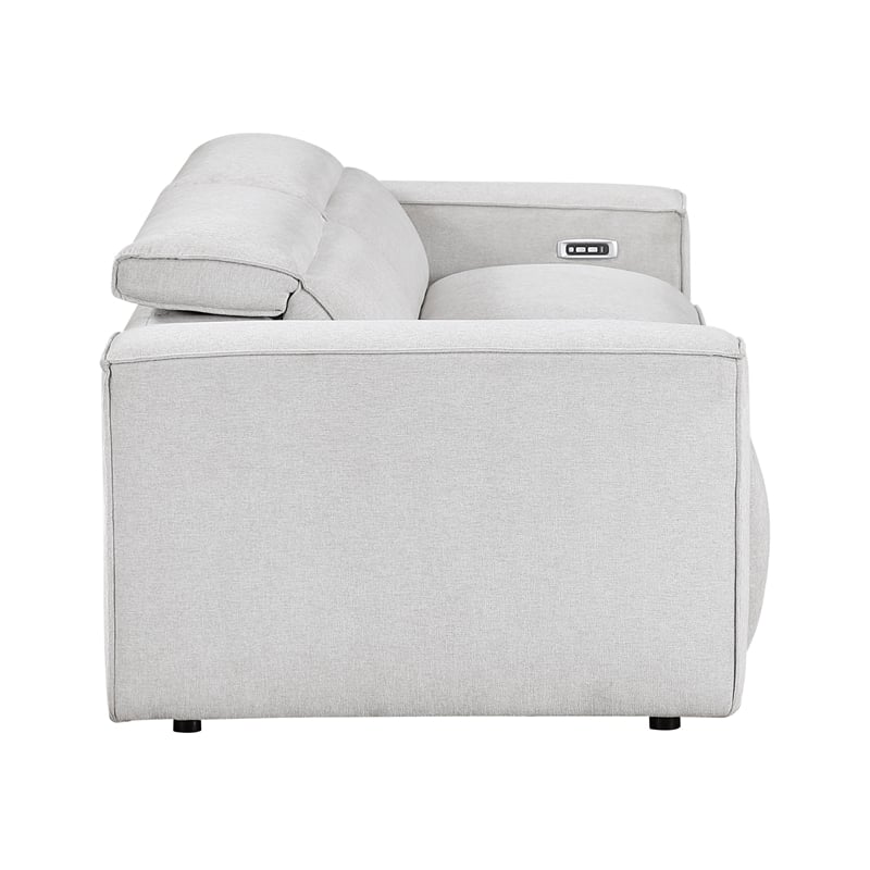 Lexicon Phoebe Microfiber Pwr Dbl Rclng Love Seat w/ Pwr Headrests in Light Gray