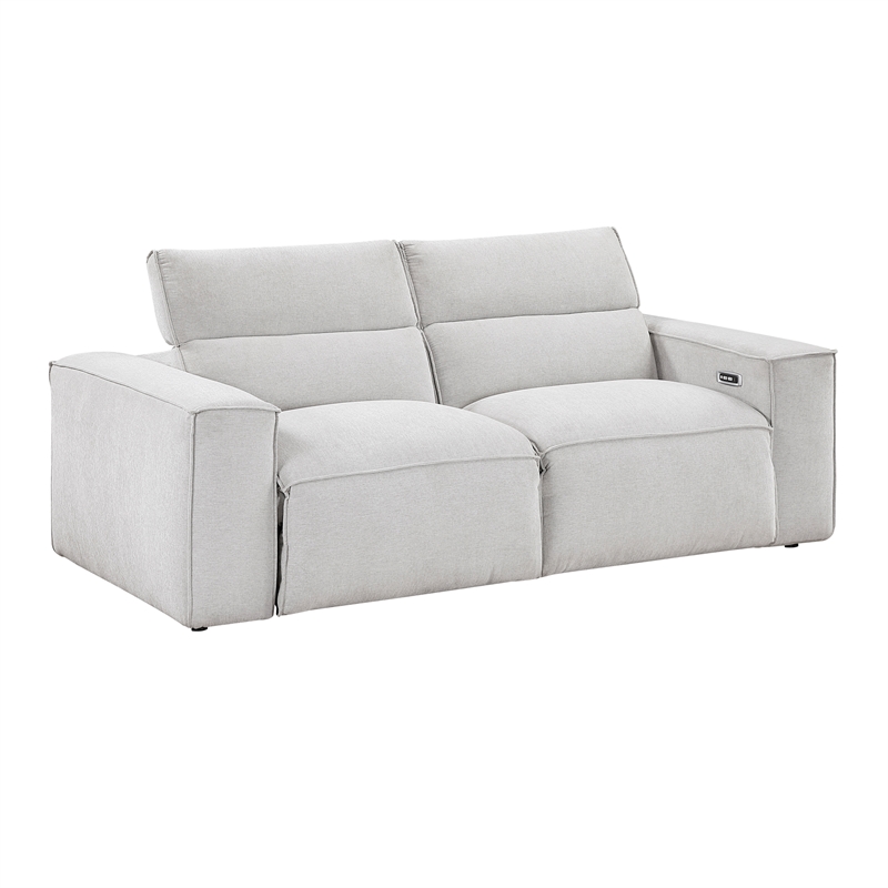 Lexicon Phoebe Microfiber Pwr Dbl Rclng Love Seat w/ Pwr Headrests in Light Gray