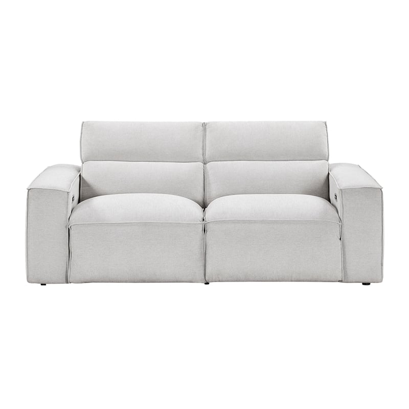 Lexicon Phoebe Microfiber Pwr Dbl Rclng Love Seat w/ Pwr Headrests in Light Gray