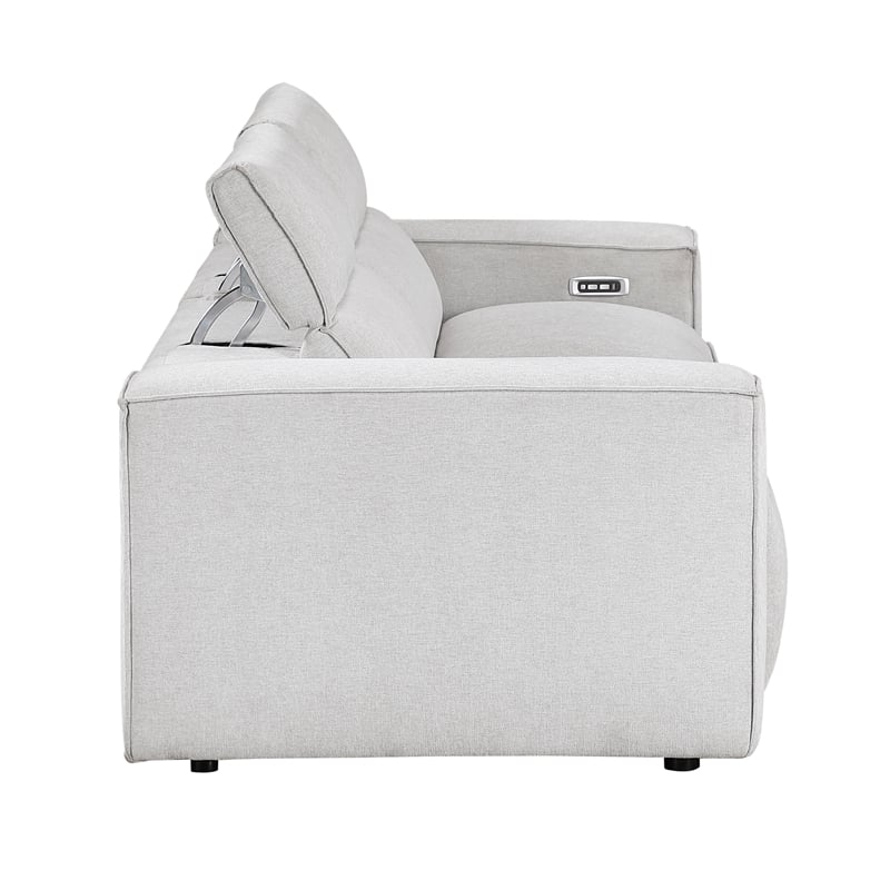 Lexicon Phoebe Microfiber Pwr Dbl Rclng Love Seat w/ Pwr Headrests in Light Gray