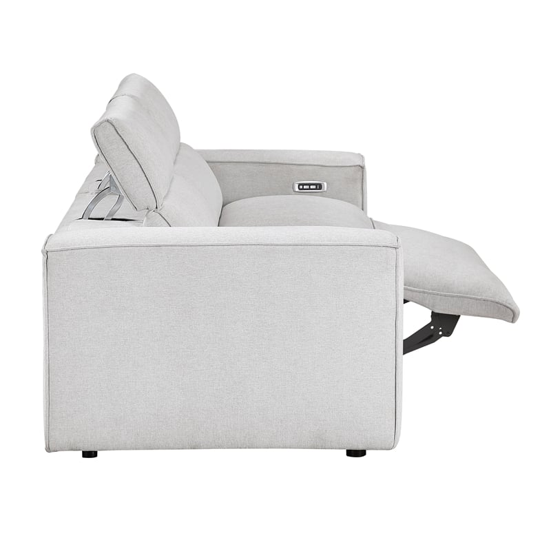 Lexicon Phoebe Microfiber Pwr Dbl Rclng Love Seat w/ Pwr Headrests in Light Gray