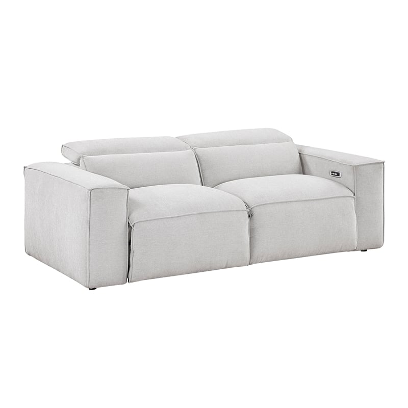 Lexicon Phoebe Microfiber Pwr Dbl Rclng Love Seat w/ Pwr Headrests in Light Gray