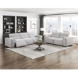 Lexicon Phoebe Microfiber Pwr Dbl Rclng Sofa with Power Headrests in Light Gray