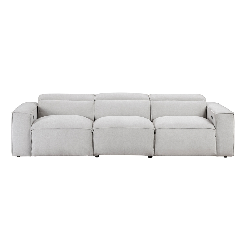 Lexicon Phoebe Microfiber Pwr Dbl Rclng Sofa with Power Headrests in Light Gray
