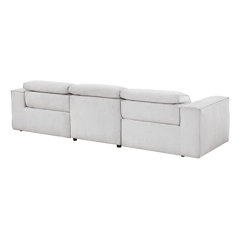 Lexicon Phoebe Microfiber Pwr Dbl Rclng Sofa with Power Headrests in Light Gray