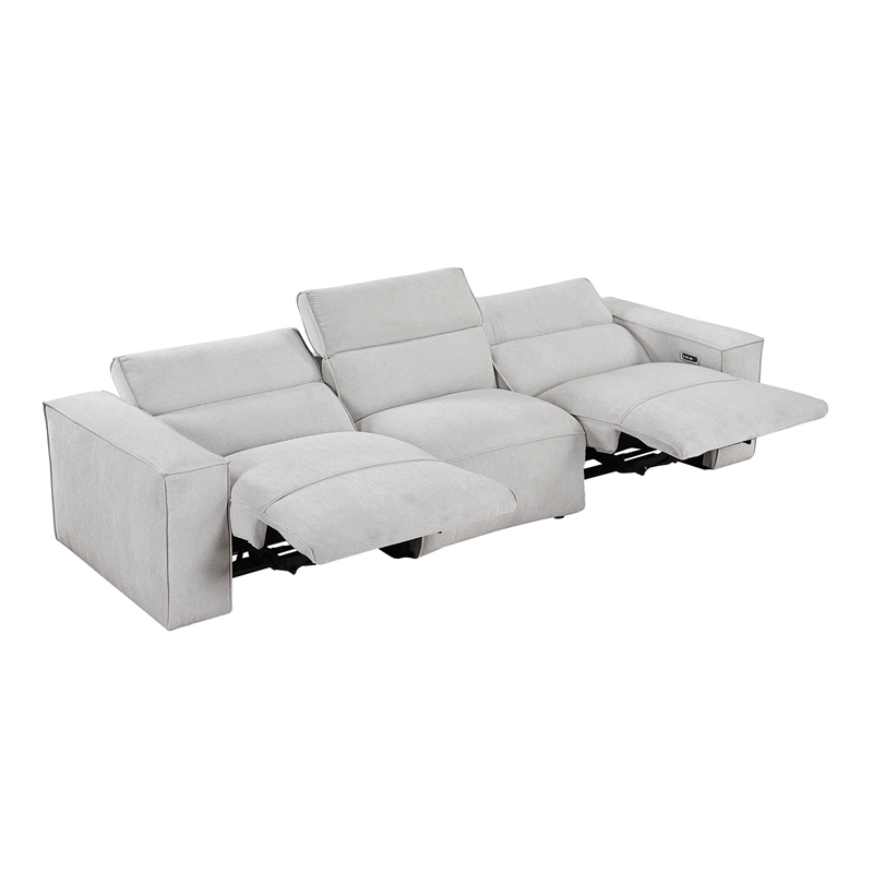 Lexicon Phoebe Microfiber Pwr Dbl Rclng Sofa with Power Headrests in Light Gray