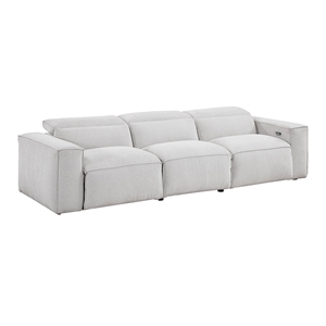 Lexicon Phoebe Microfiber Pwr Dbl Rclng Sofa with Power Headrests in Light Gray