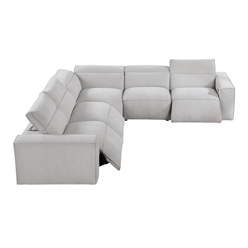 Lexicon Phoebe Microfiber 5-Piece Modular Pwr Reclining Sectional in Light Gray